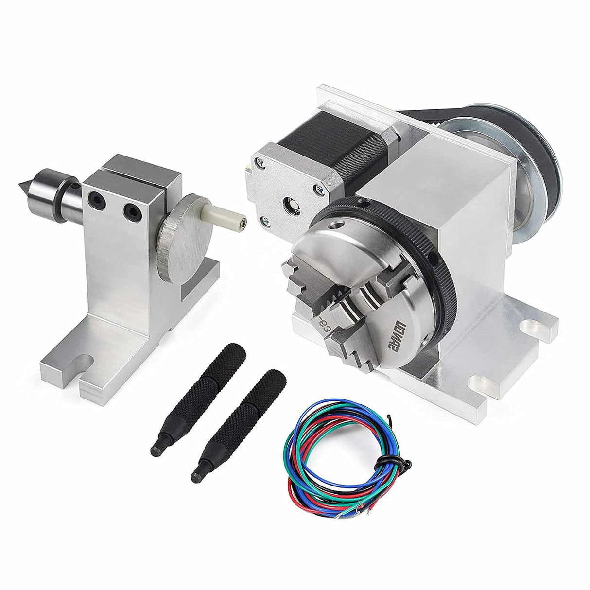 CNC Milling Machine Rotational Axis CNC Router Rotary Table Rotary a axis 4th Axis 65mm 3 Jaw Chuck Dividing Head w/ Nema17 stepper motor w/ 54mm CNCTOPBAOS
