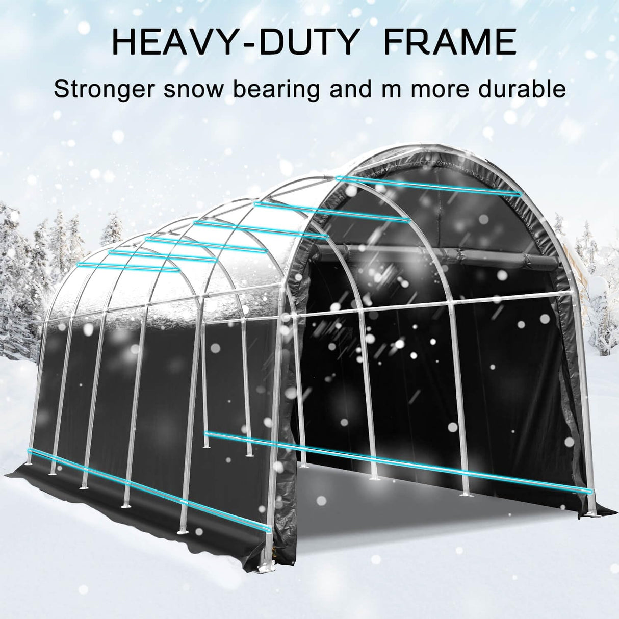 MELLCOM Portable Garage, 12' x 20' x 9.8' Heavy Duty Carport with All-Steel Metal Frame and Round Style Roof, Anti-Snow Car Canopy for Car, Truck, MELLCOM