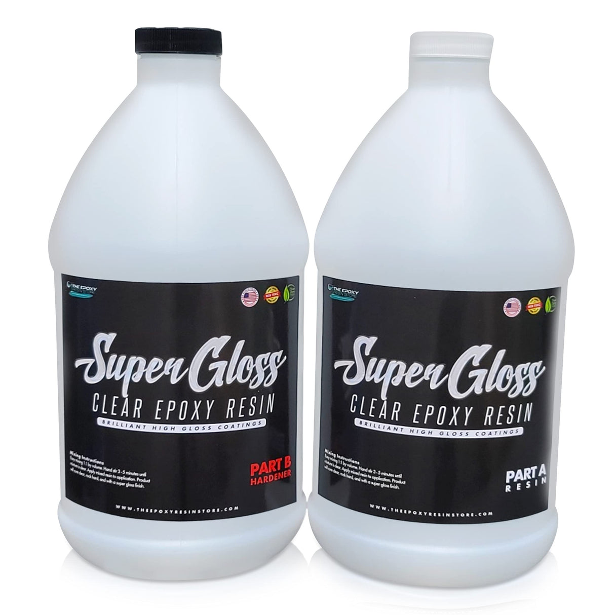 Super Gloss Epoxy Resin UV Stable Glass Like Finish for Bar Counters and Wood Tabletops, 1 Gallon Kit Easy Mixing at 1-1 by Volume Clearcast 7000