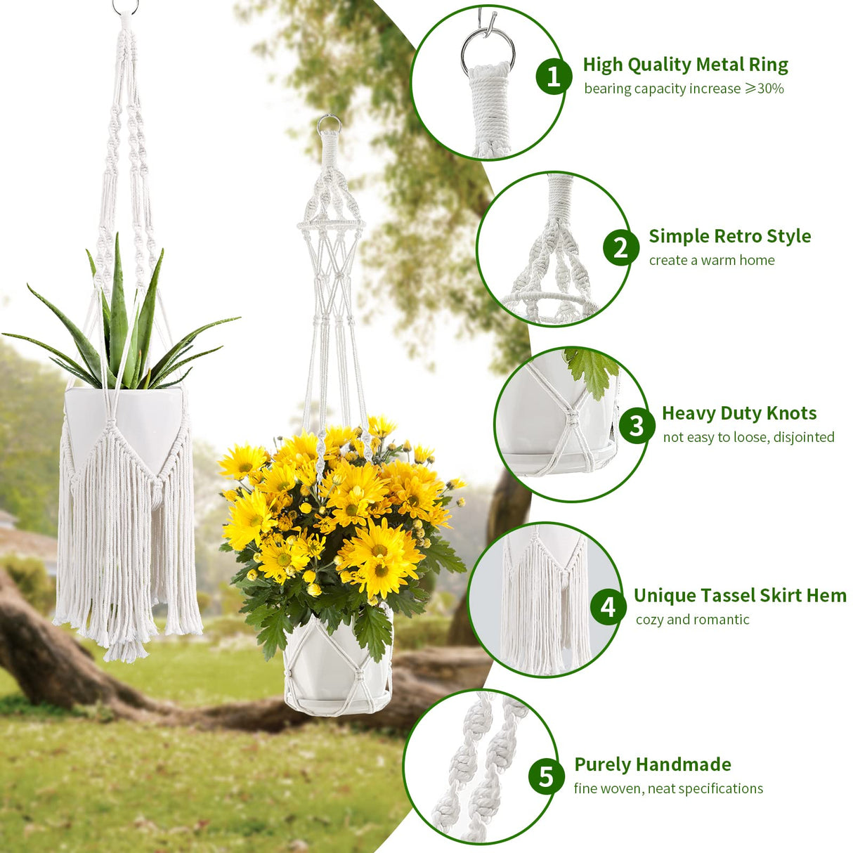 SFENNGPET Macrame Plant Hangers, 6Pack Hanging Planters for Indoor Plants w/ 6 Set Hangers Kit Handmade Macromay Plant Hangers Indoor Flower Pots SFENNGPET