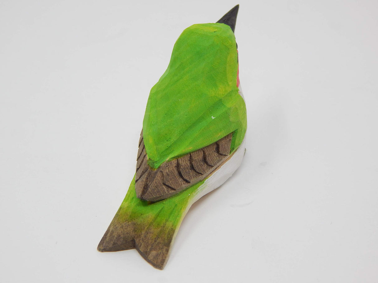 Selsela Hummingbird - Wooden Figurine Ruby-Throated Gift Decoration Handmade Bird Art Carved Small Animal Garden Statue Selsela