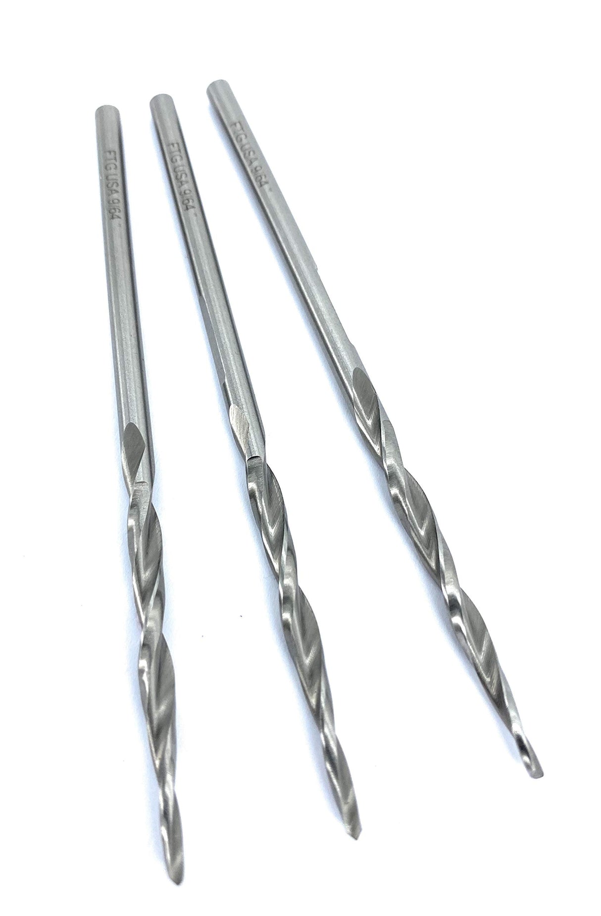 FTG USA Replacement Wood Countersink Drill Bit Set 3 Piece Same Size #6 (9/64") Parabolic Flute Taper Point for Woodworking with Straight Shank - - WoodArtSupply