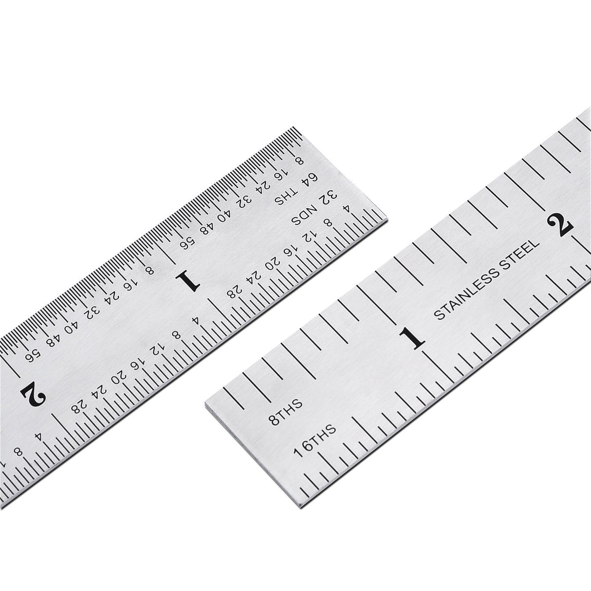 eBoot 2 Pack Stainless Steel Ruler Machinist Engineer Ruler, Rigid Metal Ruler with Inch Graduations 1/8, 1/16, 1/32, 1/64 Inch for Engineering, EBOOT