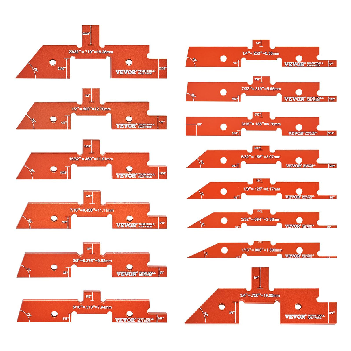 VEVOR Router Table Setup Bars, 14 pcs, Precision Aluminum Setup Blocks Height Gauge Set, with Laser Engraved Size Markings Storage Case, Measuring VEVOR