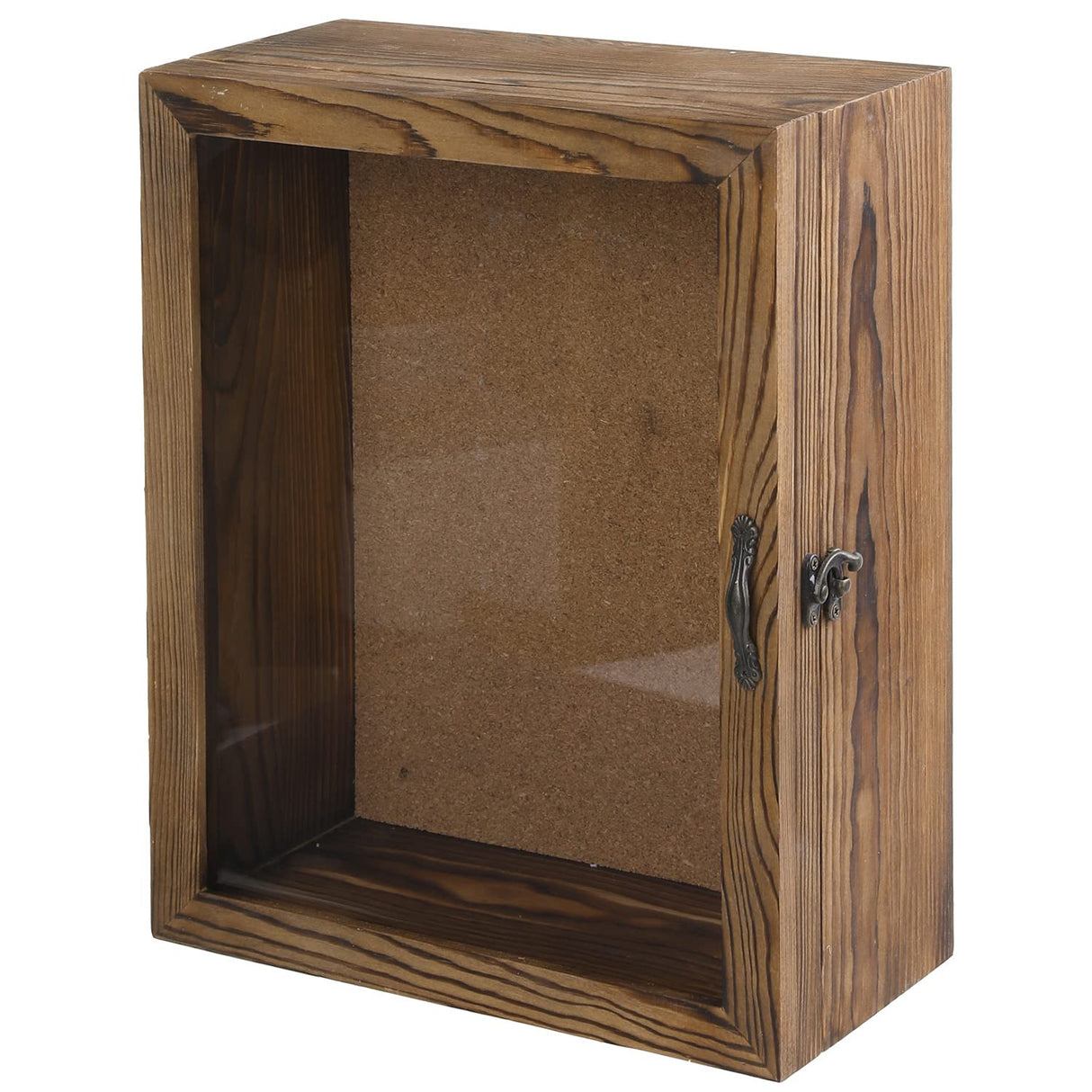 MyGift 11 x 14 Rustic Burnt Wood Wall Mounted Shadow Box Frame Cabinet with Clear Acrylic Paneled Cursive Hinged Door MyGift