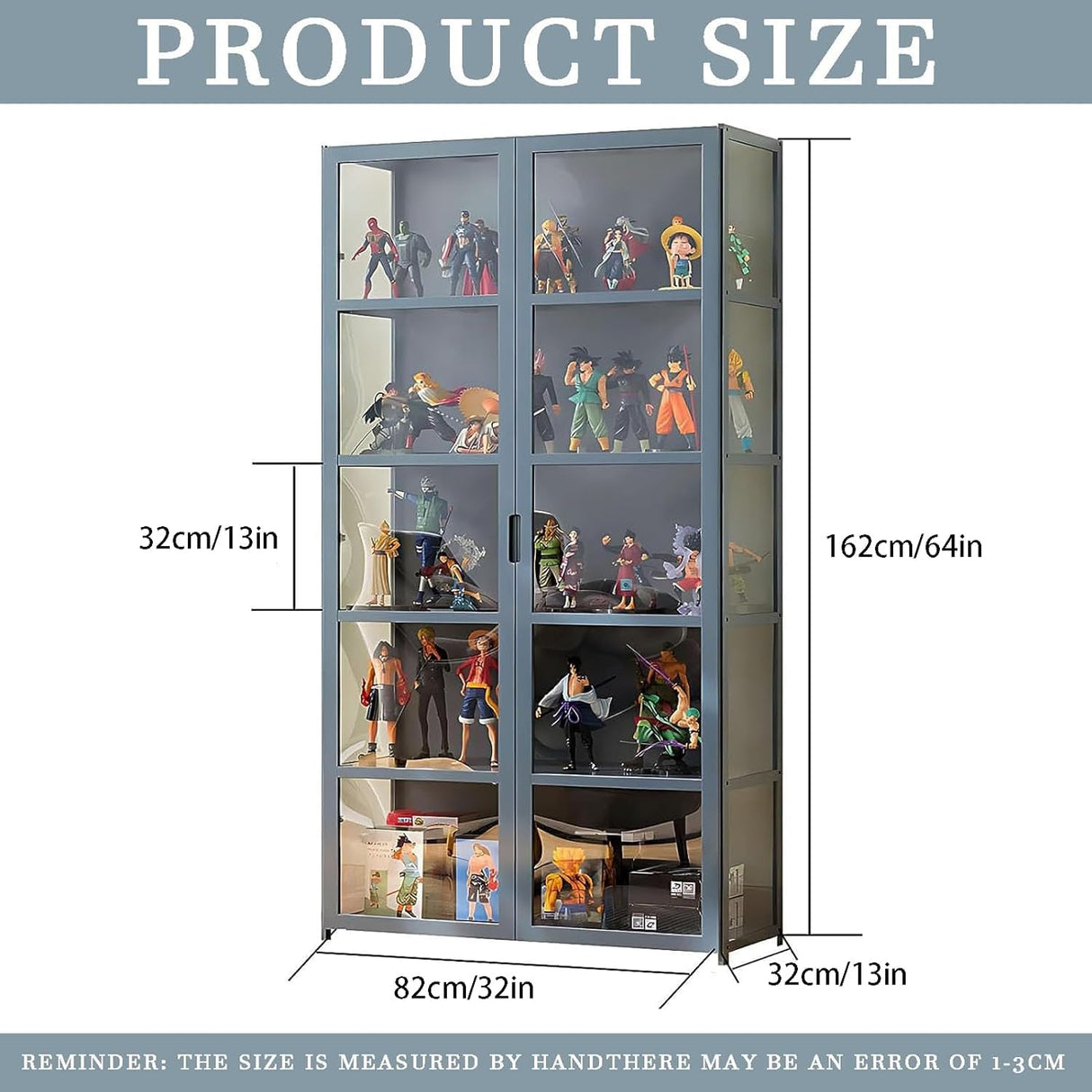 BYSIECD 5-Tier Acrylic Curio Display Cabinet with Bamboo Frame for Organising and Showcasing Collectibles BYSIECD