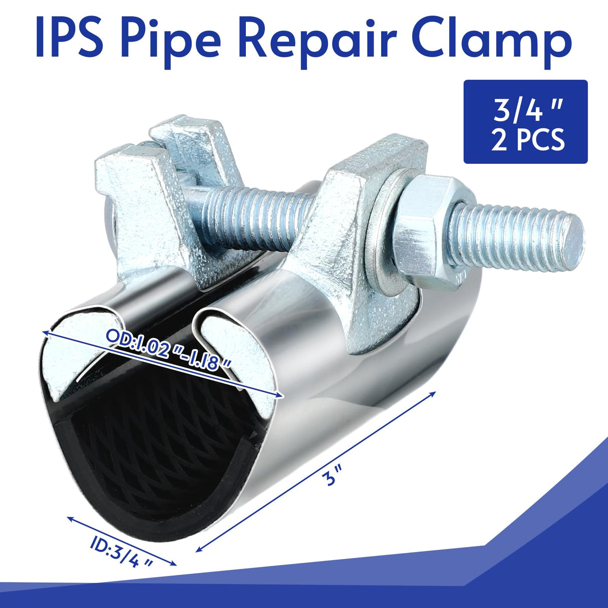 Tandefio 2 Pcs IPS Pipe Repair Clamp 304 Stainless Steel Pipe Clamp Patching and Repairing Leaky Pipes 3 Inch Length Suitable for Copper Pipes Tandefio