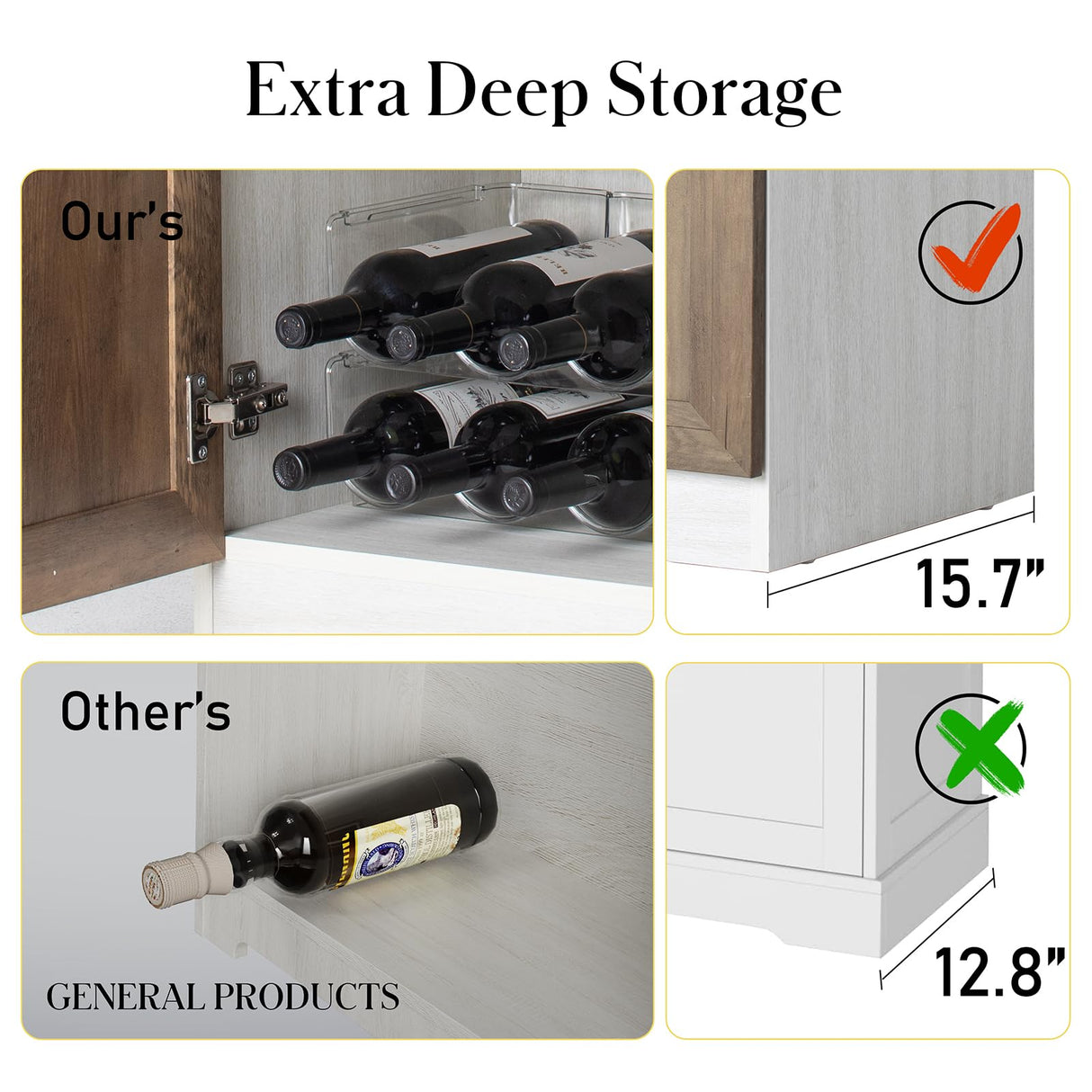 Kitchen Pantry Cabinet, Farmhouse Sideboard Buffet Cabinet with Charging Station and LED Light, Freestanding Kitchen Hutch Storage Cabinet with NEWOWNDS