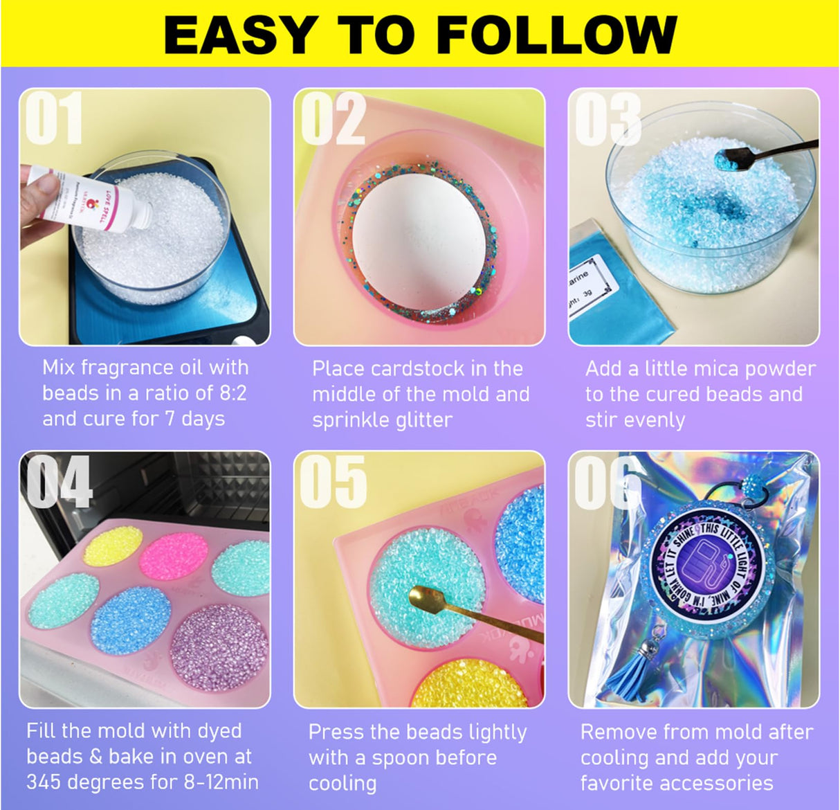 MUBYOK M436 Car Freshies Supplies Starter Kit,DIY Freshie Making kit with 1LB Unscented Aroma Beads,3 inch Circle Freshies Silicone Molds,4 OZ MUBYOK