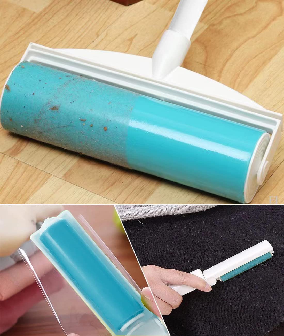Washable Reusable Lint Roller, Large Lint Roller 8 inches Cat Dog Pet Hair Remover with 3 Extendable Handle, Gel Sticky Picker Set Cleaner for CALMTEE
