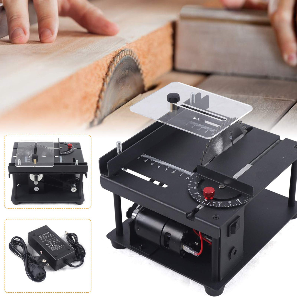 Mini Sliding Table Saw Woodworking DIY Hobby Model Cutting Bench Saw Household for Metal,Wood,PVC Plastic,Acrylic Cutting Futchoy