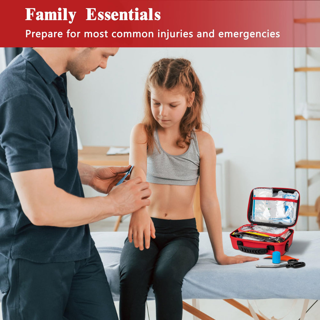 First Aid Kit 340 Piece, Premium Waterproof Hard Shell Medical Kit for Car, Home, Office, Travel, Camping, Sports, Outdoor, School - Emergency First Atickyaid