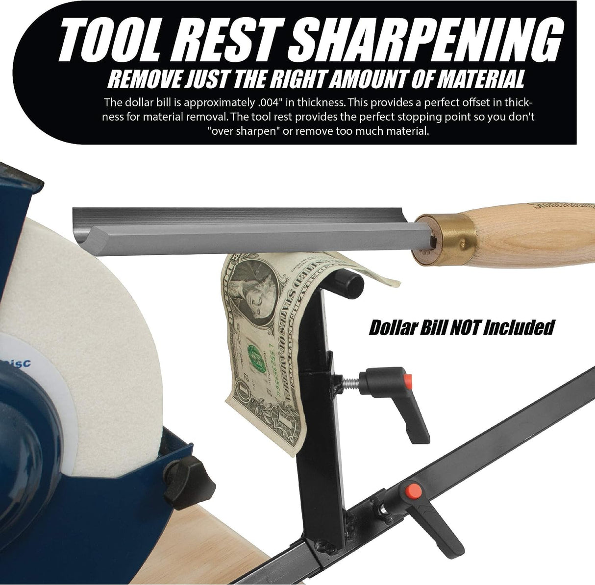 Pro Grind Sharpening System for 8 Inch Grinders to Sharpen Lathe Turning Tools, Chisels, Skews, Bowl Spindle Gouges • Includes Setup Blocks and Quad Peachtree Woodworking Supply