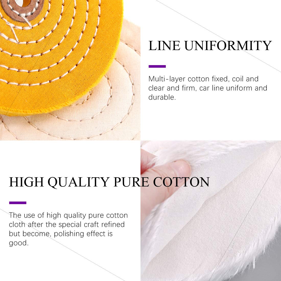 Swpeet 6Pcs 6 Inch Professional Buffing Polishing Wheels with 3 Colors Polishing Compounds Kit, Including Cotton (60 Ply), Yellow (42 Ply) and Swpeet