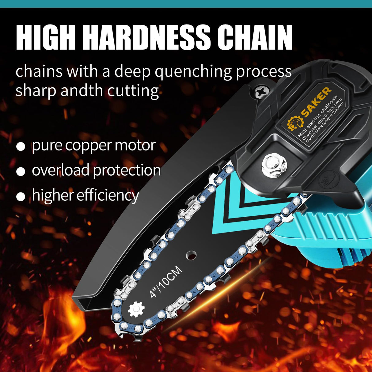 Saker Mini Chainsaw,Portable Electric Chainsaw Cordless,Handheld Chain Saw Pruning Shears Chainsaw for Tree Branches,Courtyard,Household and Saker