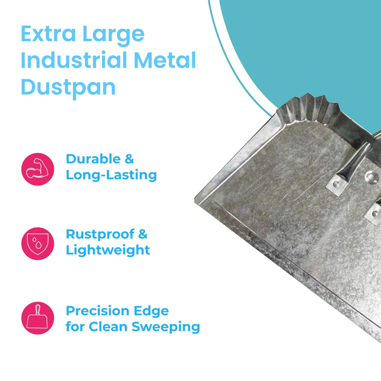 Set of 2 Extra Large Industrial Metal Dustpan | Doesn't Bend & Extra Wide for Large Easy Clean Ups | Lightweight & Rustproof | Precision Edge for LavoHome
