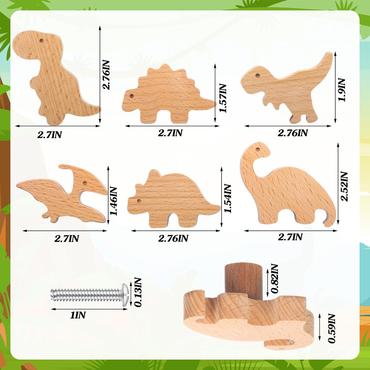 Qunclay Wooden Animal Cabinet Knobs Decorative Wood Dresser Knobs with Screws Dresser Pulls Wood Marine Woodland Animals Knobs Furniture Knobs Qunclay