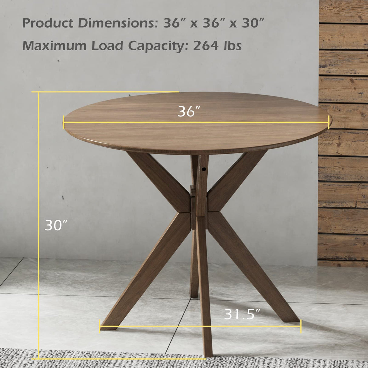 Giantex 36" Round Wood Dining Table, Farmhouse Kitchen Table w/Intersecting Pedestal Base & Solid Wood Legs, Vintage Coffee Table for Small Spaces, Giantex