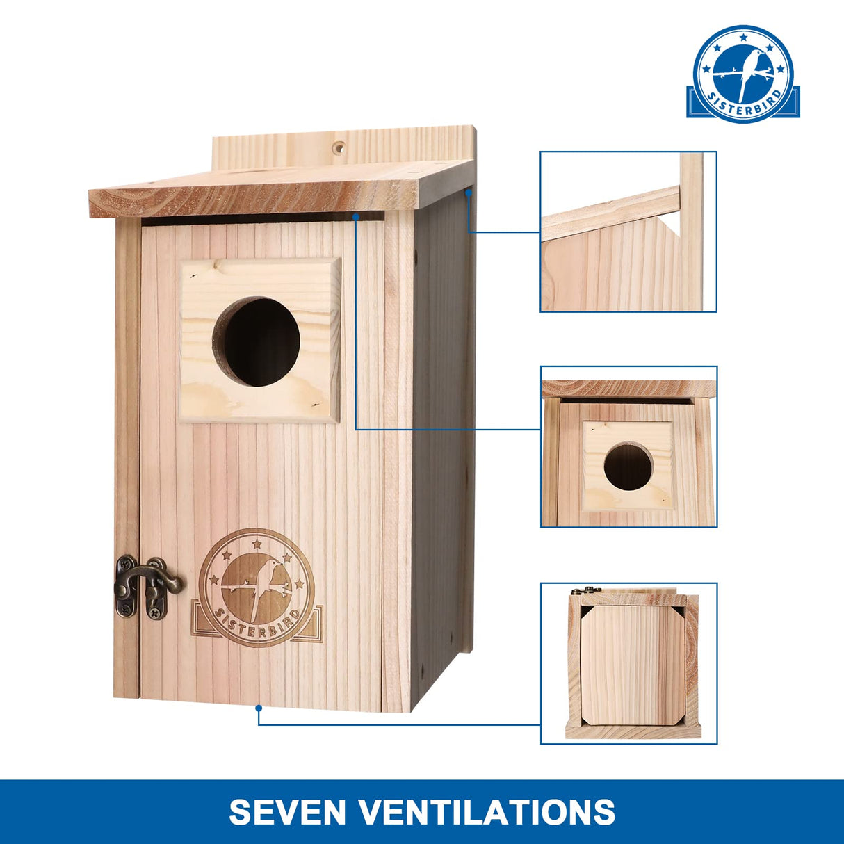 SISTERBIRD Bird Houses for Outside 1-1/2" Entrance Hole Cedar Wild BirdHouses with Wood Guard Outdoor Bluebird Wren Swallow Finch Assembly Required SISTERBIRD