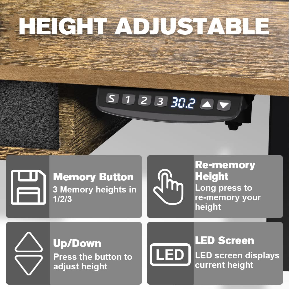 ExaDesk Electric Standing Desk, 63 * 30 Inches Adjustable Height with 4 Drawers, Double Storage Shelves Stand Up Desk, Home Office Workstation Sit ExaDesk