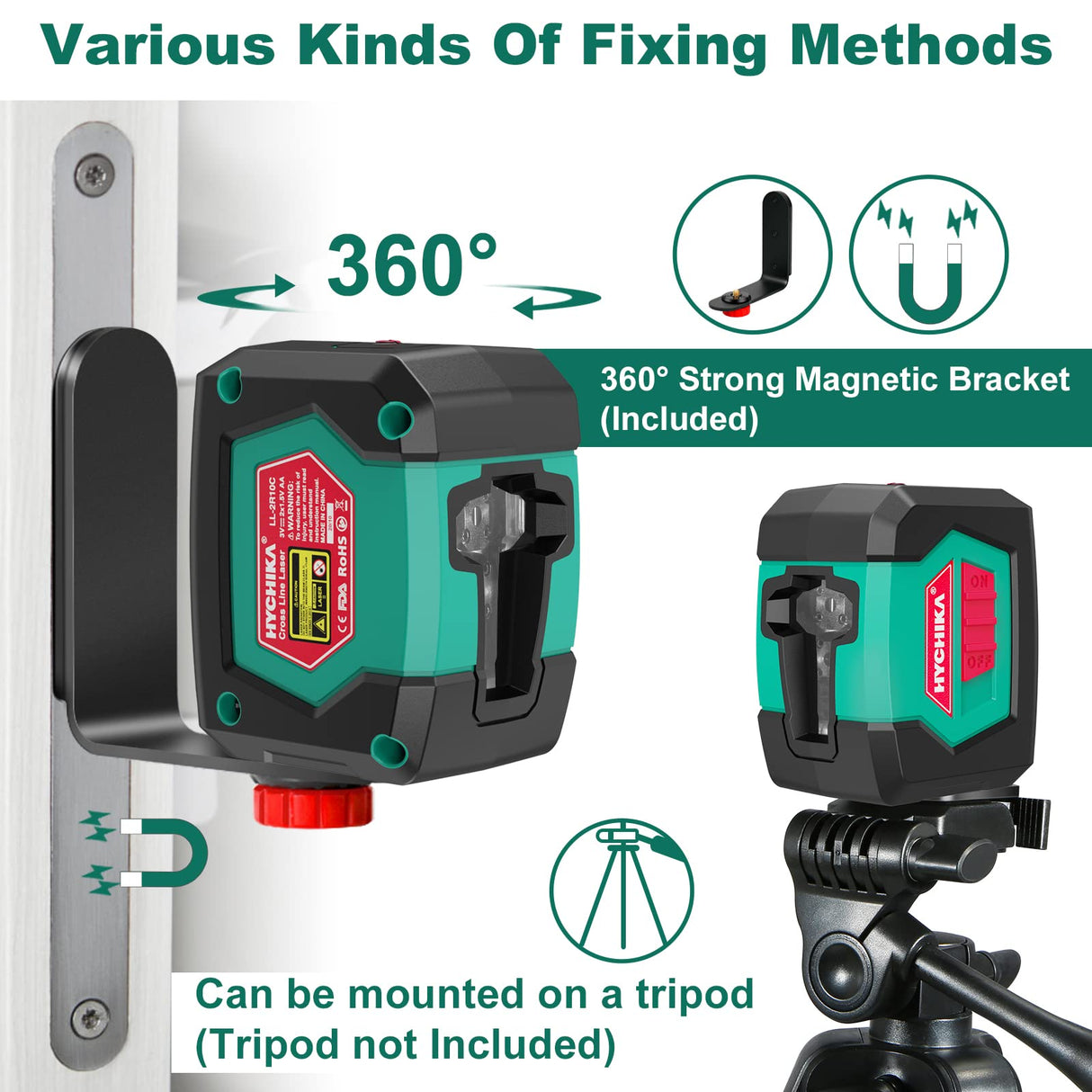 Laser Level, HYCHIKA 50 Feet Cross Line Laser with Dual Modules, Self Leveling Laser Level, Switchable Self-Leveling Vertical and Horizontal Line HYCHIKA BETTER TOOLS FOR BETTER LIFE