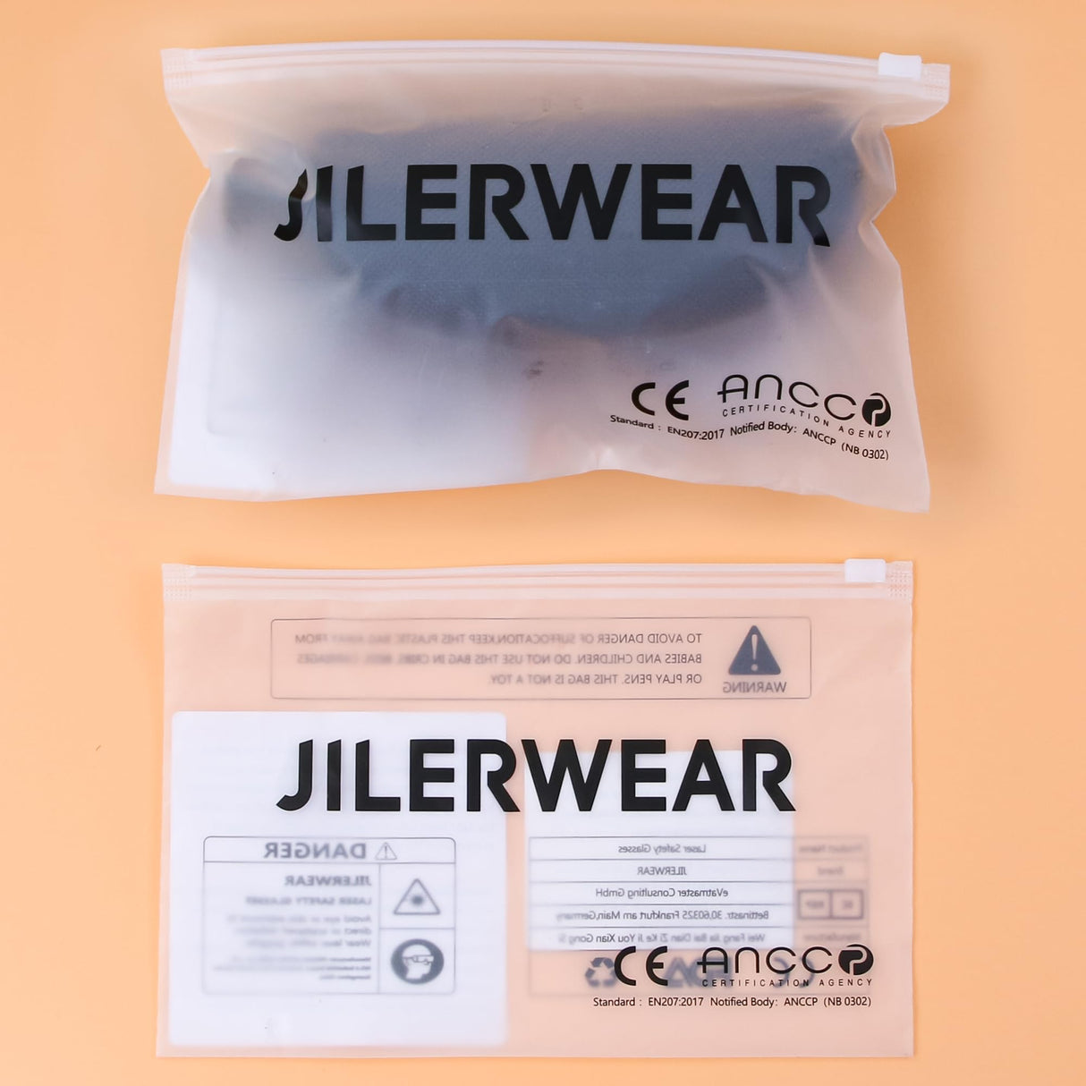 JILERWEAR Professional Laser Safety Glasses for 405nm,445nm,450nm,532nm,850nm Laser and 190nm-490nm Wavelength Violet/Blue/Red Laser Protection JILERWEAR