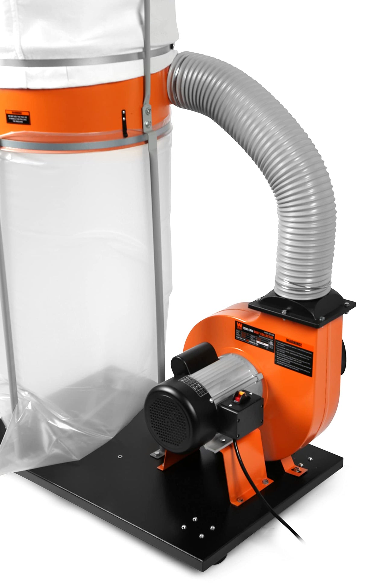 WEN DC1300 1,300 CFM 14-Amp 5-Micron Woodworking Dust Collector with 50-Gallon Collection Bag and Mobile Base , Black WEN