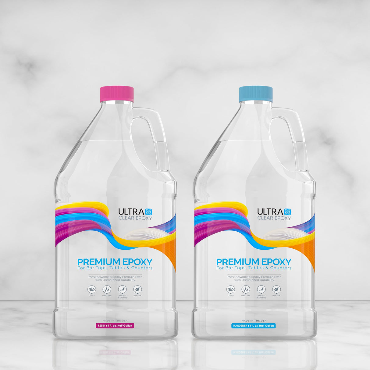 Ultra Clear Epoxy Resin and Hardener | Scratch Resistant, Crystal Clear Coating, Glossy, Low Odor Epoxy Primer | Ideal for Bar Tops, Tables, & Ultra Clear Epoxy