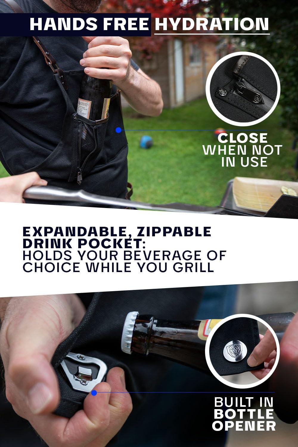 Dalstrong Professional Chef's BBQ Pitmaster Apron - Heavy-Duty Waxed Canvas - Grill Apron - 4 Storage Pockets - Genuine Leather Accents - Adjustable Dalstrong