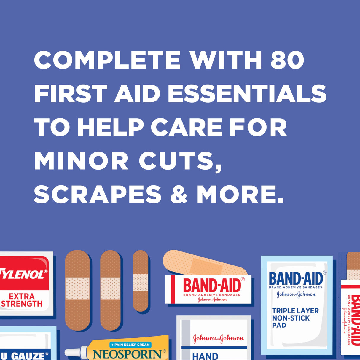 Band-Aid Travel Ready Portable Emergency First Aid Kit for Minor Wound Care with Assorted Adhesive Bandages, Gauze Pads & More, Ideal for Travel, Car Band-Aid