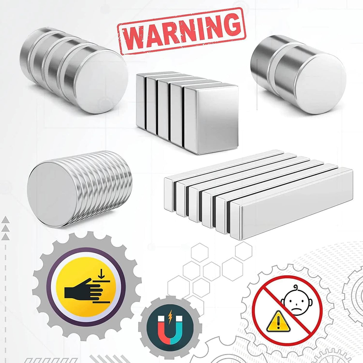 REALTH Square Magnets Neodymium Rare Earth Magnets for Research Industrial Purposes Educational(MCB1206) Realth