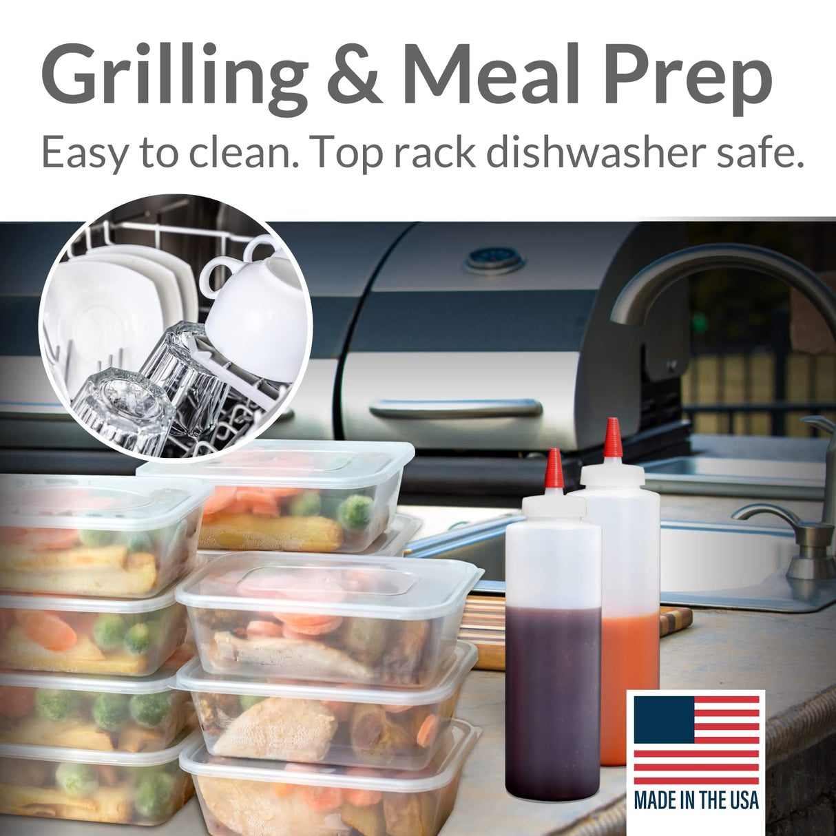 Pinnacle Mercantile Plastic Squeeze Condiment Bottles with Red Tip Cap 16-ounce Set of 6 Wide Mouth Pinnacle Mercantile