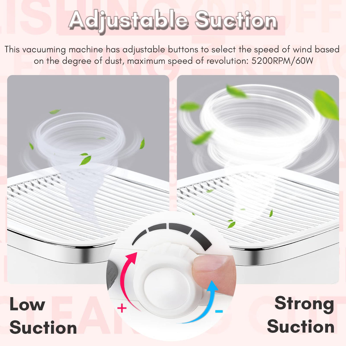 Makartt Nail Dust Collector 60W Extractor Vacuum Dust Collector for Nails Acrylic Nail Drill Dust Extractor Beauty Gift Nail Salon Equipment with 2 Makartt