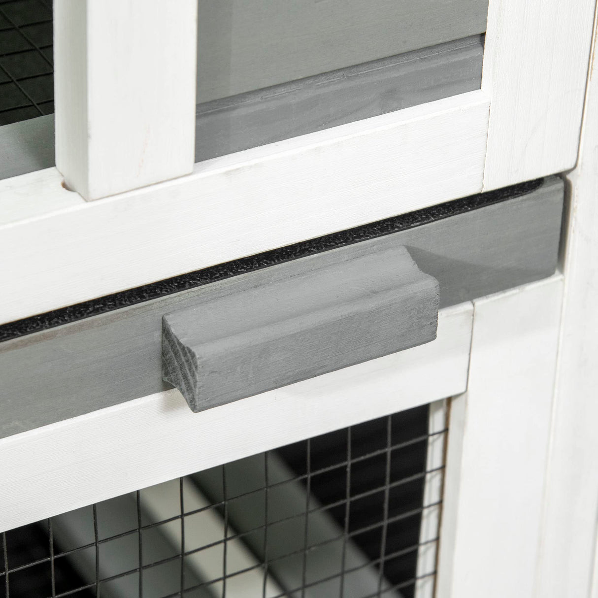 PawHut Indoor Rabbit Hutch, Three Story Wooden Rabbit Cage Bunny Hutch with Runs, Wheels, Waterproof Roof and Removable Trays, Gray PawHut