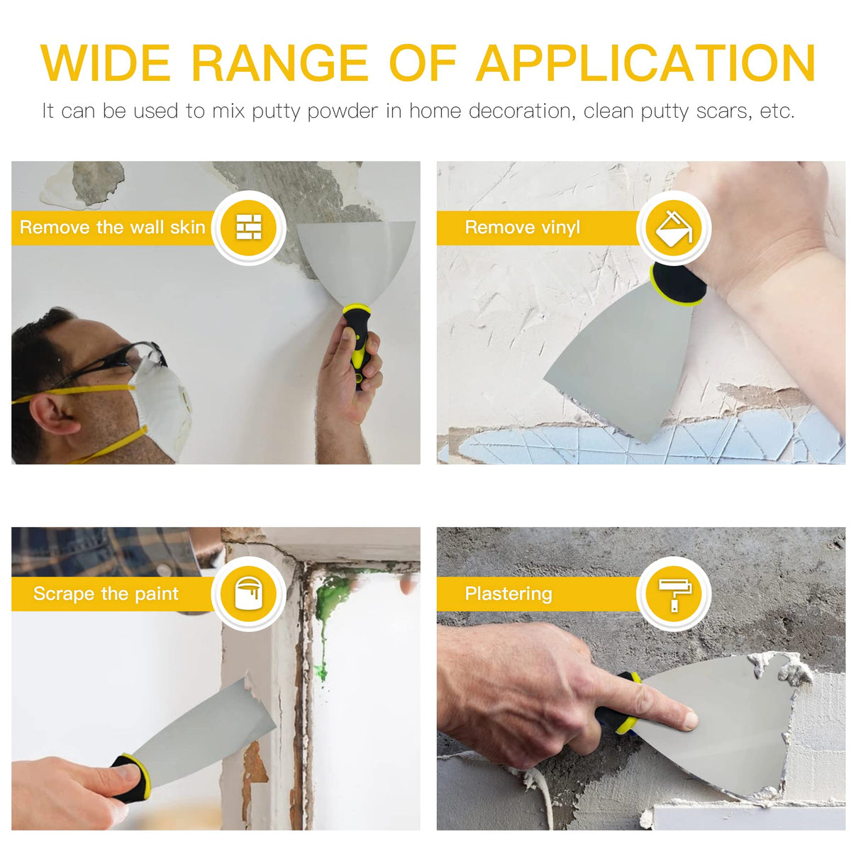 Putty Knife Scrapers, 1.5 Inch Spackle Knife, Metal Scraper Tool for Drywall Finishing, Plaster Scraping, Decals, and Wallpaper DEKEones