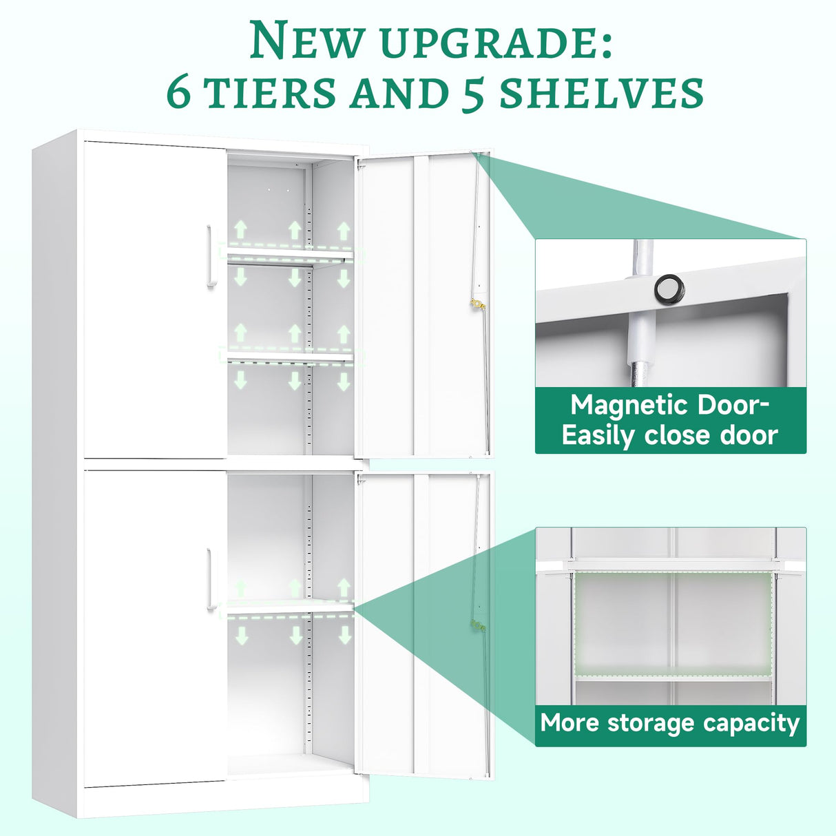 Letaya Metal Storage Cabinet with Lock Door, Adjustable Shelf Steel Cabinets for Office, Home,Pantry,Kitchen,Garage Utility Cabinet (4 Door-White) Letaya