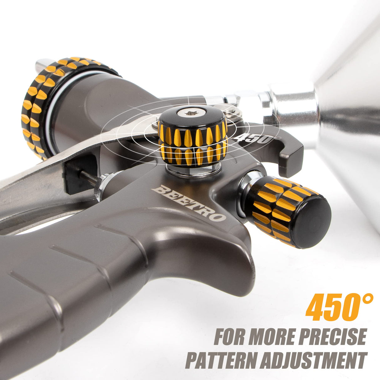 BEETRO HVLP Touch Up Mini Air Spray Gun for Clearcoats 1.0mm Stainless Steel Nozzle 150ml Capacity 7.0CFM 22psi with Type 2 Adapter Air Control Valve BEETRO