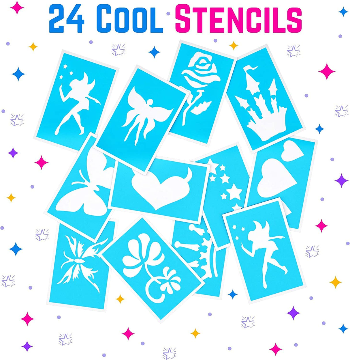 GirlZone Temporary Glitter Tattoos Kit for Girls, 33 Fun Pieces in 1 Sparkly Glitter Tattoos for Kids Kit, Easy to Apply and Remove Glitter Tattoo GirlZone