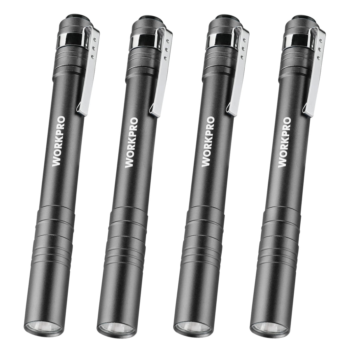 WORKPRO LED Pen Light, Aluminum Pen Flashlights, Pocket Flashlight with Clip for Inspection, Emergency, Everyday, 8AAA Batteries Include, WORKPRO