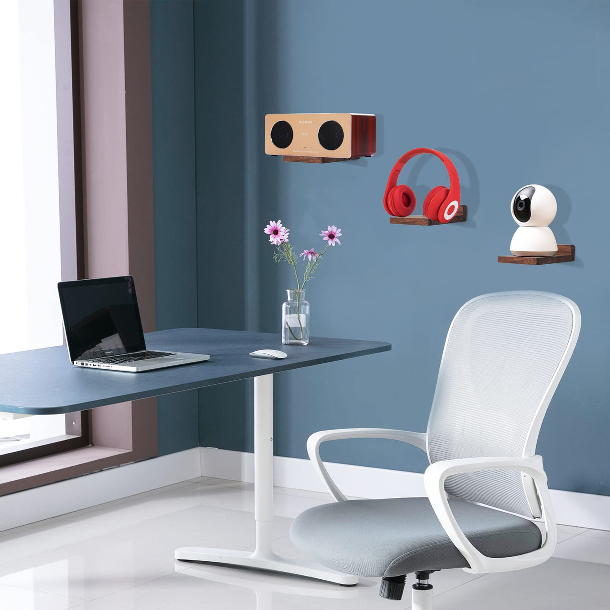 NIUBEST Small Floating Shelf,5x5 Inch Dark Walnut,Set of 3 Small Wall Shelves for Bedroom Living Room Bathroom Kitchen Decor NIUBEST