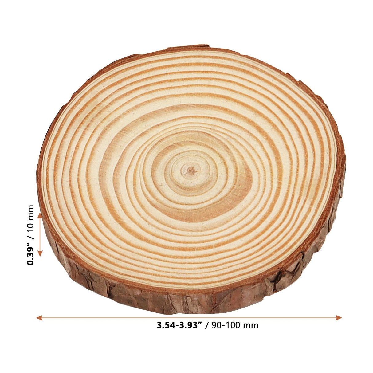 LEXININ 50 PCS Natural Wood Slices, 3.5-3.9 Inch Unfinished Wooden Log Slices, Tree Bark Wood Discs for Craft DIY Ornaments LEXININ