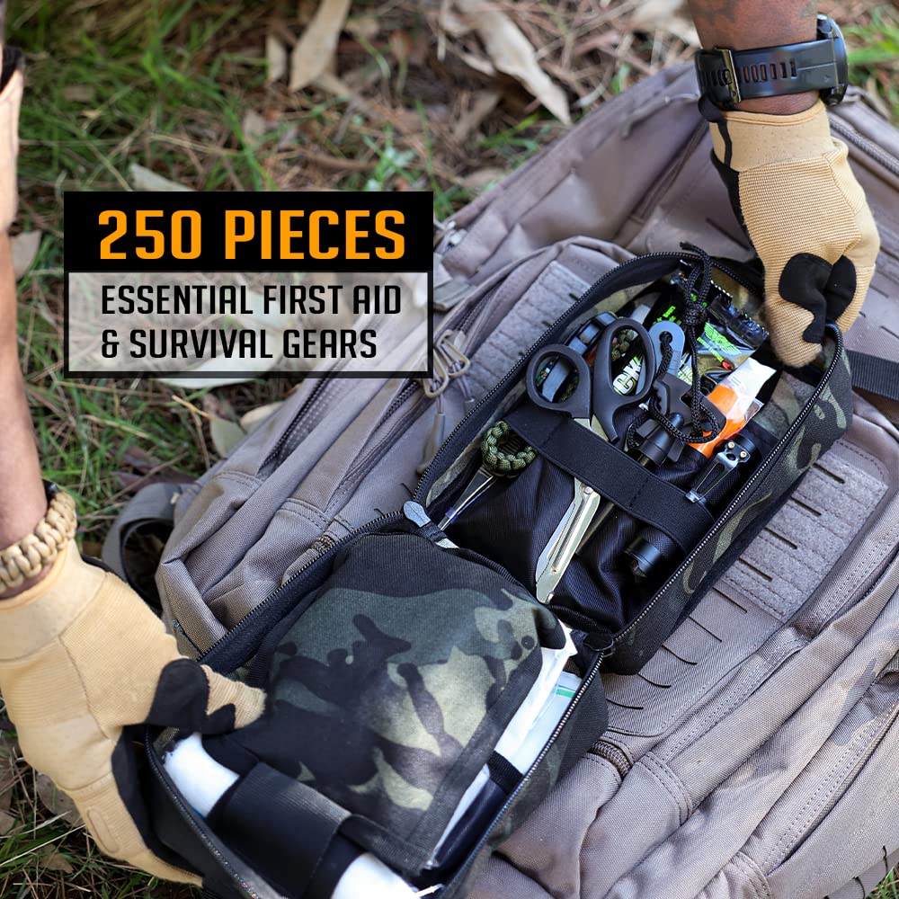EVERLIT 250 Pieces Survival First Aid Kit IFAK EMT Molle Pouch Survival Kit Outdoor Gear Emergency Kits Trauma Bag for Camping Boat Hunting Hiking EVERLIT