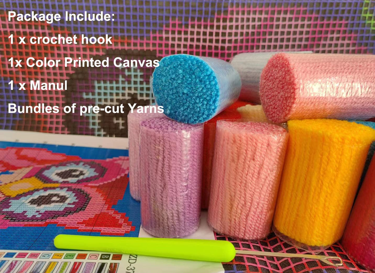 YOOTOM Latch Hook Rug Kit, Latch Hook Carpet Set, DIY Handmade Crochet Carpet Knotted Cushion Yarn Needlework Tapestry 3D Crafts, Color Pattern YOOTOM