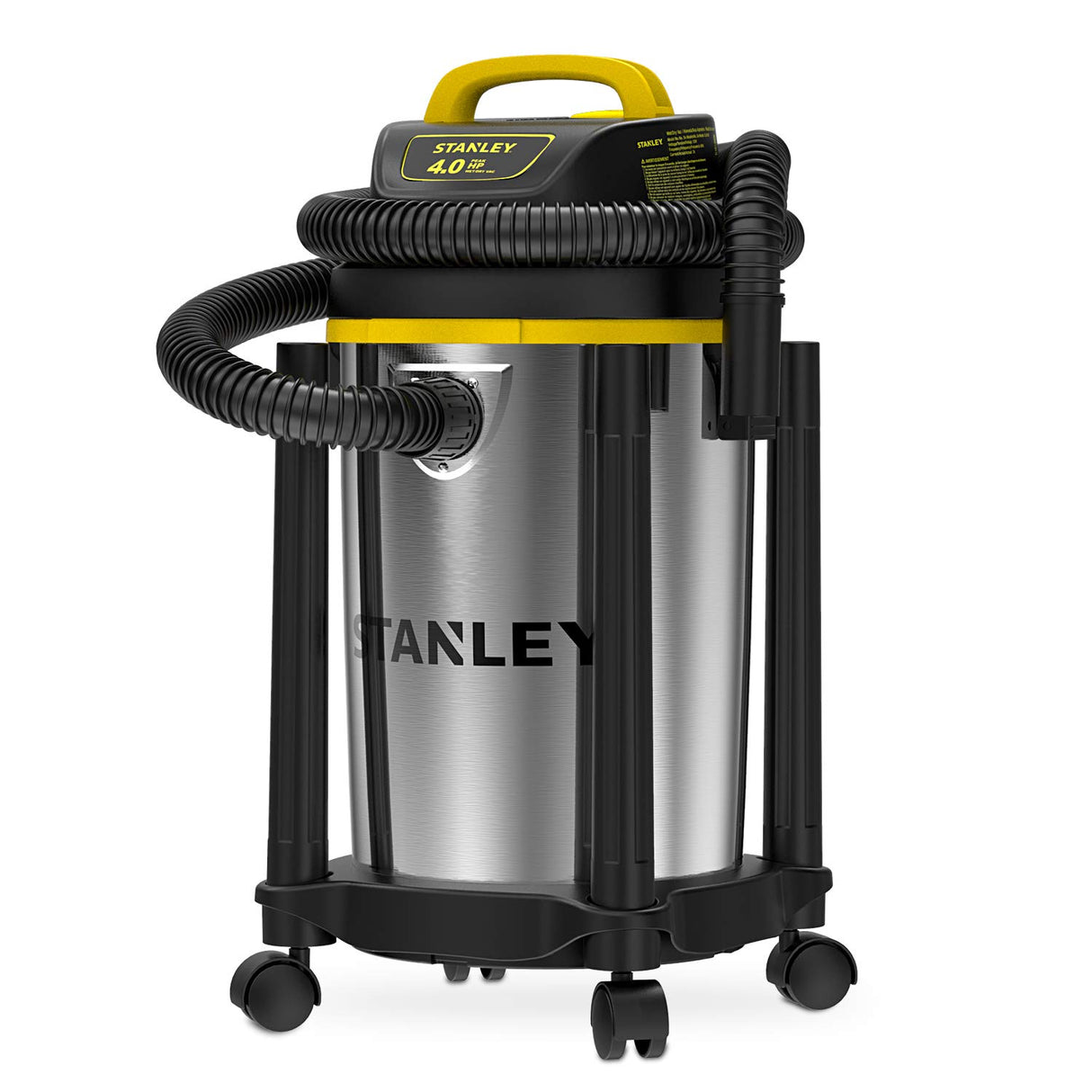 Stanley SL18129 Wet/Dry Vacuum, 4 Gallon, 4 Peak HP, Stainless Steel Tank with Top Handle, 3-in-1 Shop Vacuum Cleaner with Blower for Home, Garage, Stanley
