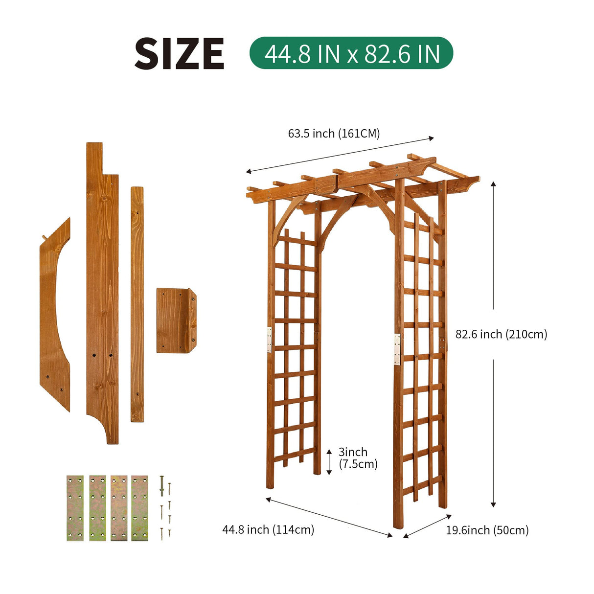 SCENDOR 82.6" High x 63.4'' Wide Wooden Garden Arbor, Trellis Plants Support with Durable Wood Use, Pergola for Garden Backyard, Lawn for Outdoor SCENDOR