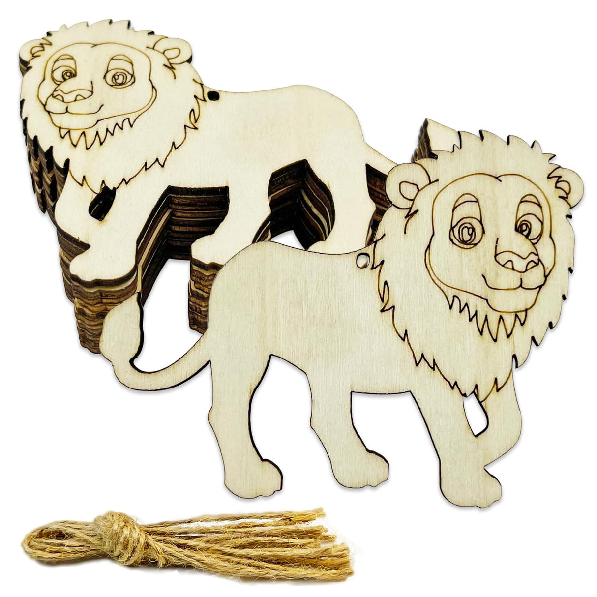 30pcs Unfinished Lion Wood Cutouts Lion Wood DIY Crafts Cutouts Blank Wooden Lion Shaped Hanging Ornaments KRSHEMDE