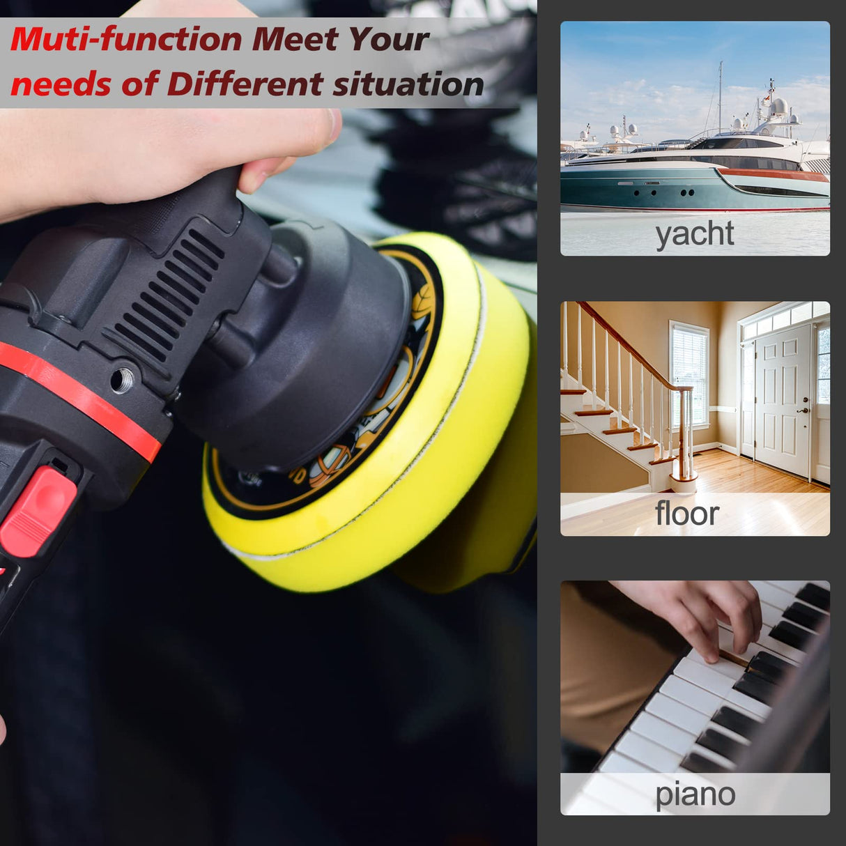 AOBEN Car Buffer Polisher,6 inch Dual Action Polisher,Random Buffer Polisher kit with 6 Variable Speed 1000-4500rpm,Detachable Handle,4 Buffing Pads AOBEN