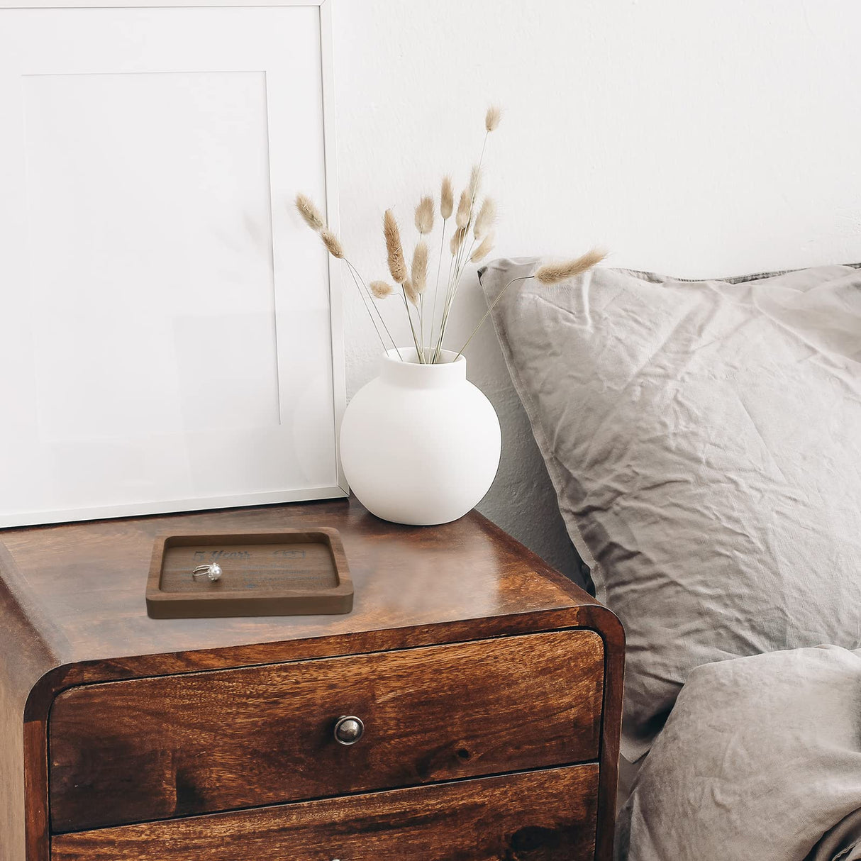 Gerrii Anniversary Wood Gift Rectangle Engraved Tray Wedding Anniversary Wood Gifts for Him Husband Wife Trinket Dish Solid Wood Jewelry Display Tray Gerrii