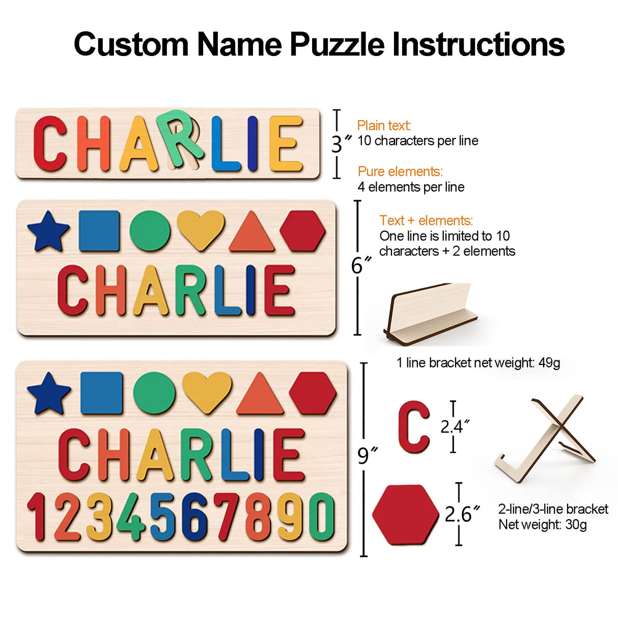 PUREFLY Name Puzzle for Kids Personalized, Custom Baby First Birthday, Montessori Learning Toddler Toy for Boy Girl Alphabet Puzzle PUREFLY