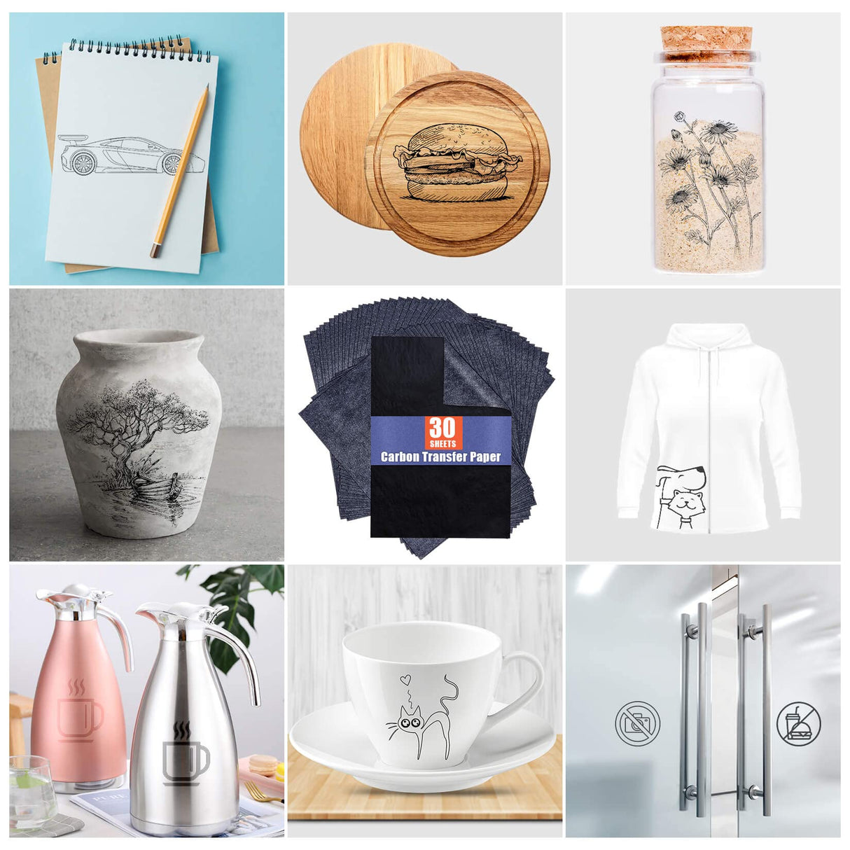 Carbon Paper for Tracing Graphite Transfer-Paper - PSLER 30 Pcs Black Graphite Paper for Tracing Drawing Patterns on Wood Projects Canvas Fabric psler